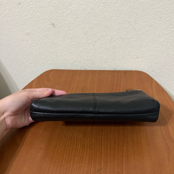 COACH Park Pebbled Black Leather Wristlet Brown Hangtag Travel Handbag Business - Picture 5 of 11